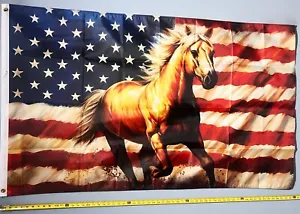 Insegna pesca Horse FLAG FREE USA SHIP Fishing America Outdoors Redneck USA 3x5' - Foto 1 di 1