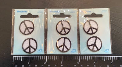 Peace Sign Iron-On Embroidered Applique/ Patch Black and White Simplicity 2X pac - Image 1 of 3
