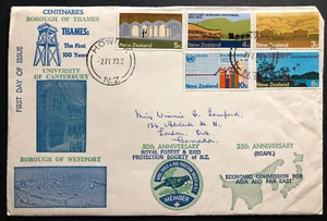 1973 Howeck New Zealand First Day Cover To Canada Borough Of Thames Centenary - Picture 1 of 2