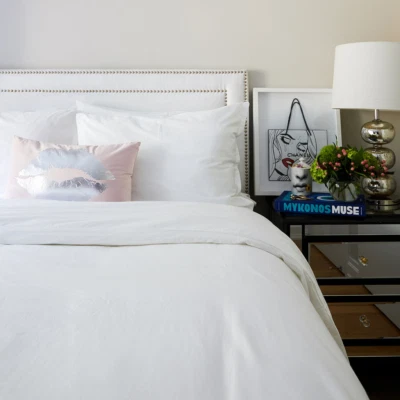 KASSATEX New York Lorimer Washed Percale Shams Queen Ice Blue ~ New in Package - Image 1 of 2