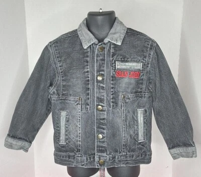 Chaqueta de mezclilla negra vintage Sean John para niño con bordado rojo talla 4T Hip Hop Foto 1 de 4