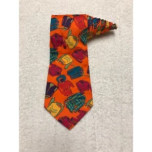Gap Orange Novelty 100% Silk Tie Necktie Jackets Outerwear Mens - Picture 1 of 7