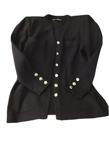 Colección St Johns Basics, Cárdigan Acanalado Negro, Botones Dorados, Talla 2 - Imagen 1 de 9