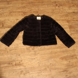 Girls Coat — Janie And Jack San Fransisco — Faux Fur, Black Stripes, Size 7/8 - Picture 1 of 7