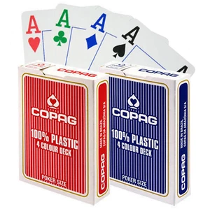 2 Decks Copag 4 Colour 100% Plastic Jumbo Index Poker Cards 1 Red 1 Blue CPG-18 - Picture 1 of 6