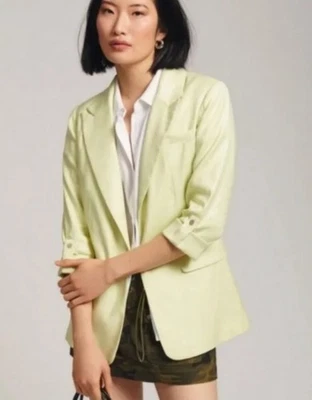 Nuevo Blazer Anthropologie Maeve Verde Lima Mezcla Lino Talla 18W Foto 1 de 4