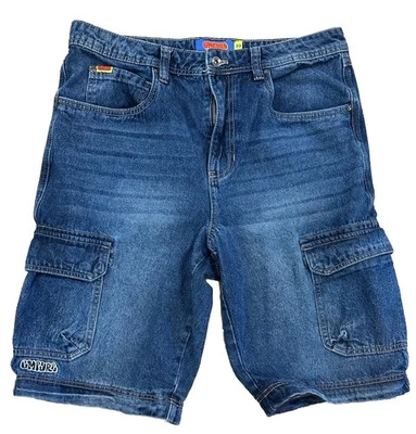 Empyre Baggy Cargo Jean Shorts Size 33 Denim Blue Jean Shorts Y2K carpenter - Image 1 of 4