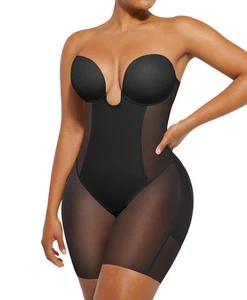 Backless Shapewear Push Up Bra Body Slimming Bodysuit V Plunge Corset Low Bac... - Picture 1 of 6