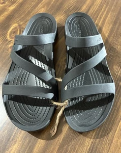 Crocs Damen-Slipper "Kadee ll" Riemchen schwarz Größe 10 Strandresort NEU - Bild 1 von 8