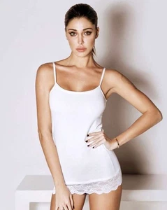 Top a spallina in cotone modal con pizzo Jadea 4327 - Picture 1 of 2