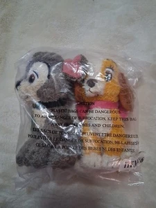 Vintage Disney Lady And The Tramp Miniatur Plüschtier Stofftier Junge & Mädchen Hund Paar 5 Zoll Neu in Verpackung - Bild 1 von 5
