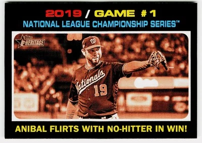 2020 Topps Heritage Anibal Flirts With No-Hitter in Win! #202 - Nationals - Image 1 of 2