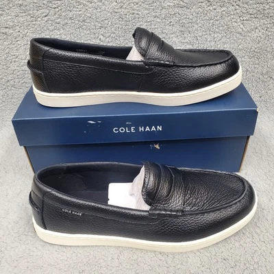 Mocasín Nantucket Penny para hombre Cole Haan talla 10 M cuero negro sin cordones puntera sin usar, en caja Foto 1 de 4