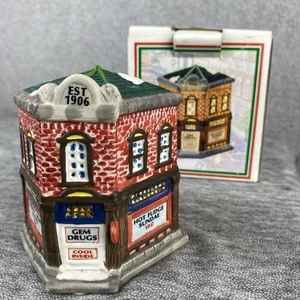 Home Town America 1993 Light Ready Porcelain Christmas House "Gem Drugs" - Picture 1 of 10