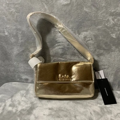 Nicole Miller New York Gold Metallic Flap Shoulder Bag 9x6x3 Crossbody Purse - Image 1 of 4