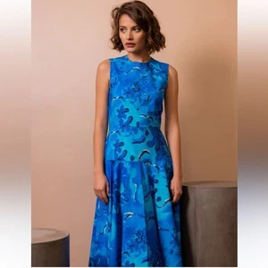 Marni Crewneck Midi Dress Blue Floral  Sz 44= US 8 - Picture 1 of 16