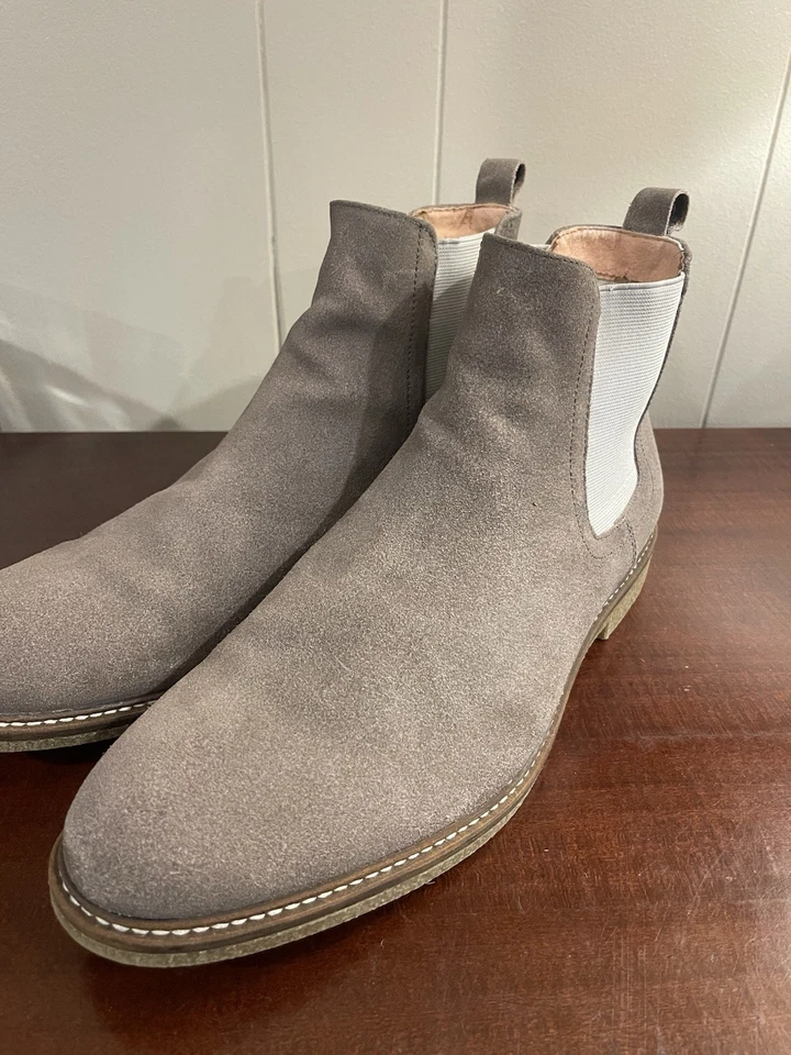 Rush Gordon Rush Clyde Gray Suede Leather Pull On Chelsea Boots Size 11.5 EUC - Image 1 of 4