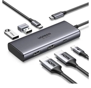 UGREEN Revodok Docking Station Dual Monitor, 6-in-1 USB C Hub Dual HDMI 4K@60Hz - Picture 1 of 9