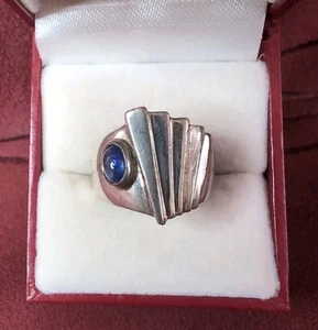 Vintage Blue Sapphire Sterling Silver 925 Statement Ring Size 7 - Picture 1 of 9
