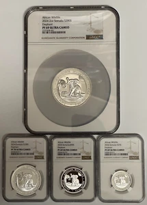 2024 Somalia Silver Elephant African Wildlife Prestige Proof Coin Set Graded NGC - Picture 1 of 3