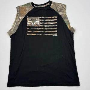 Realtree Mens Muscle T Shirt Size XL Black Camo Antlers Sleeveless - Picture 1 of 7