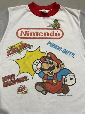 Camisa Vintage Nintendo Mario 1988 Niños Retro Zelda Punch Out Talla 12-14 Foto 1 de 4
