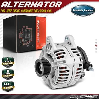 Alternador para Jeep Grand Cherokee 2001-2004 L6 4,0 L 132A 12 V CW polea de 6 ranuras Foto 1 de 4