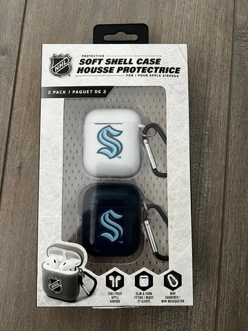 NHL SEATTLE KRAKEN Soft Shell Case for Apple Airpods with Slim Mini Carabiner Cover