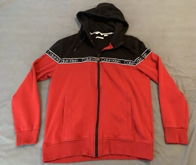 Jaqueta de Jersey Calvin Klein Grande Vermelha/Preta Tech com Capuz Zíper Completo Roupa Ativa - Imagem 1 de 4