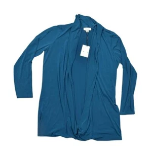 NEW Calvin Klein Green Cardigan L Polyester Open Front Long Sleeve - Picture 1 of 8