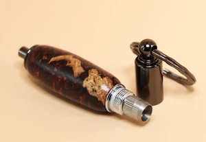 Handmade Cigar Punch Key Ring - Gun Metal - Honduras Rosewood Burl Barrel - Picture 1 of 3