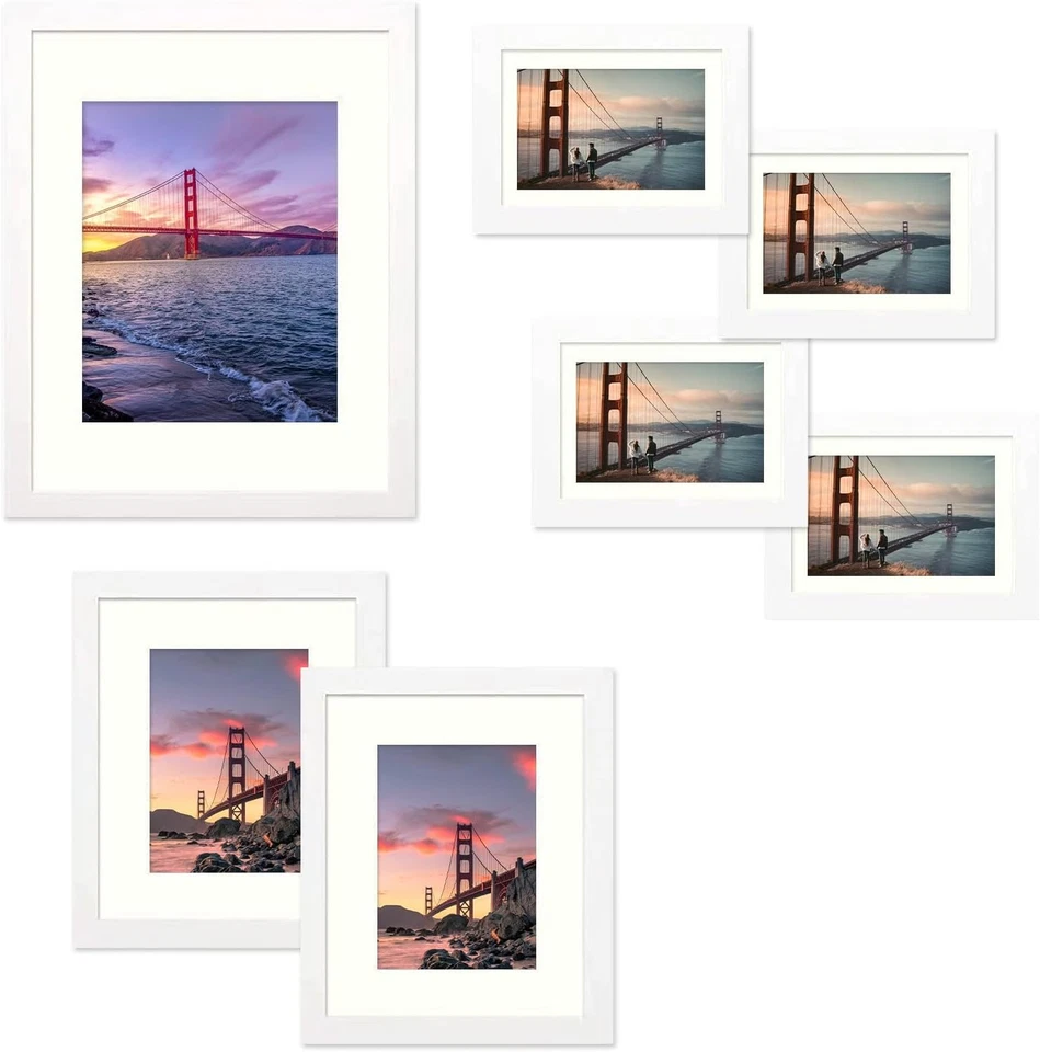 , Gallery Wall Frame Set of 7 Multiple Sizes 11X14, 8X10, 5X7 Picture Frame Coll - Image 1 of 4