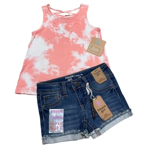Hippie Girl & Bixby Nomad Set Size 4 Denim Shorts + Peach Tie Dye Top XS 4/5 - Picture 1 of 7