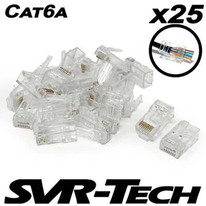 SVR-Tech RJ45 Cat6a Cable UTP EZ Pass Through Connectors - 25 pack - Picture 1 of 1