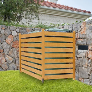 Wood Privacy Fence Screen Enclosure Air Conditioner Trash Can Outdoor 2-Panels - Picture 1 of 17