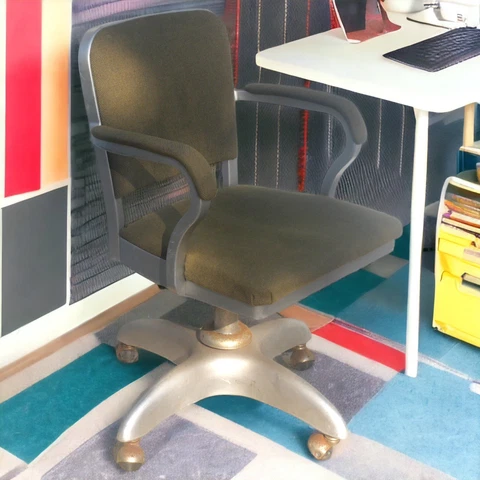 1950's American Mid Century Modern Cole Co. Upholstered Steel Tanker Desk Chair Cover