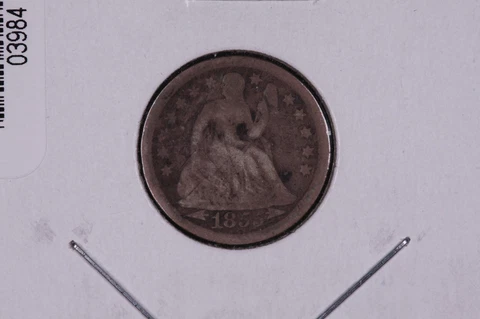 1855 Liberty Seated Dime.  Circulated Coin.  Large Coin Store Sale #03984 Cover