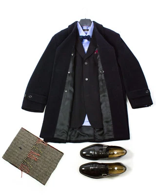 TIGER OF SWEDEN Cashmere-Wool Blend Double Breasted Navy Coat, SIZE EU 52, US 42 - Image 1 of 4