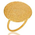18k Gold Plated Flower Engraved Circle Disc Ring For Women's Engagement Gift