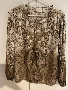 Blusa pulóver de seda manga larga de cachemira marrón talla 0 de Chico's para mujer - Imagen 1 de 3