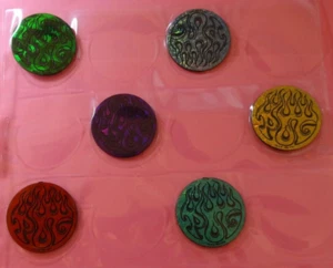 Pogs * WPF * 1990er * 6 Slammer * POG Feuerflammen * Kunststoff * 6 Farben - Bild 1 von 3