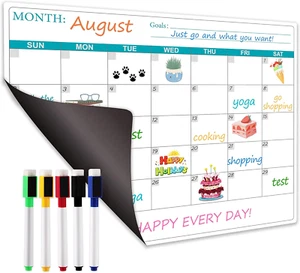 Magnetic Dry Erase Fridge Calendar - Magnetic Calendar for Refrigerator Planner, - Picture 1 of 12