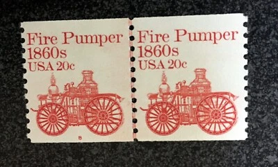 USA1981 #1908 22c Fire Pumper - Transportation Series Coil PNC (#8) Line Pair - Image 1 of 4