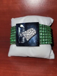 BRACELET AUSTRIAN CRYSTAL GREEN 7" X 1" - Picture 1 of 2