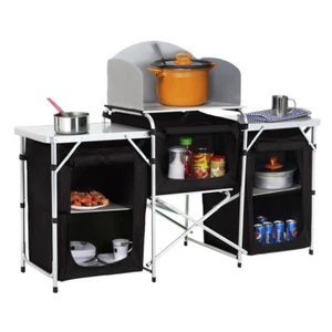 Aluminium Folding Camping Kitchen Portable Cooking Table Picnic Storage Cabinet - Picture 1 of 15