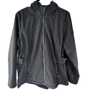 ZeroXposur Womens Wooly Full Zip Hooded Jacket Fuzzy Winter Fall Black Size L - Picture 1 of 24