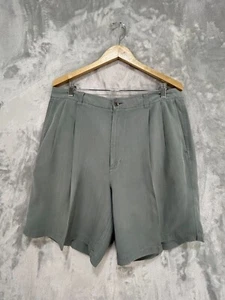 Arnold Palmer Men's Green 100% Silk Golf Shorts Sz 38 Pleated Front Pre-Owned - Picture 1 of 9