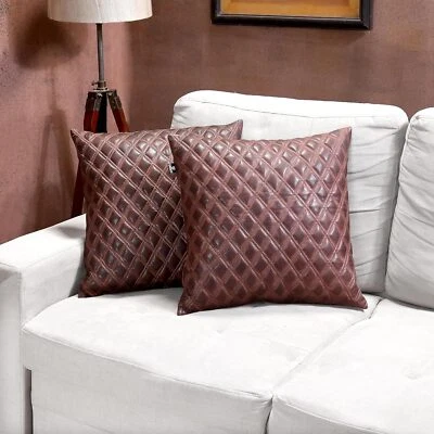Maroon Flavia Color New Style Lambskin Genuine Soft Lather Luxry Pillow Cover - Image 1 of 4