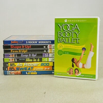 Lot of 9 Beachbody Workout DVDs Slim in 6 Turbo Jam Power 90 Fitness - Image 1 of 4