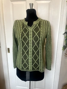 Christopher & Banks Size M Two Tone Green Stripe Argile Sweater Women's - Picture 1 of 5